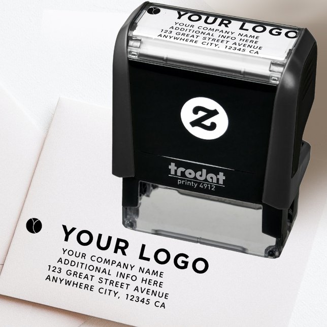 Your Business Horizontal Logo Address Modern Self-inking Stamp (logo return address stamp)
