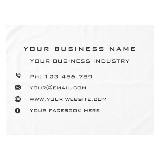 Your Business Info Company Promotional Tablecloth (Front (Horizontal))