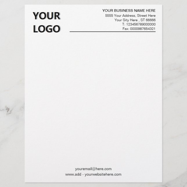Your Business Letterhead with Logo Name Text Info (Front)