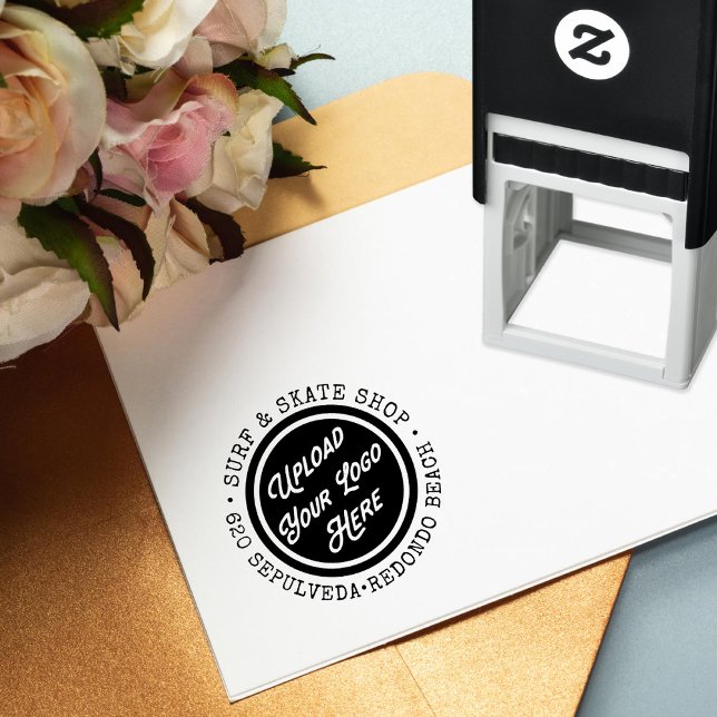 Your Business Logo Address Round Self-inking Stamp (Creator Uploaded)