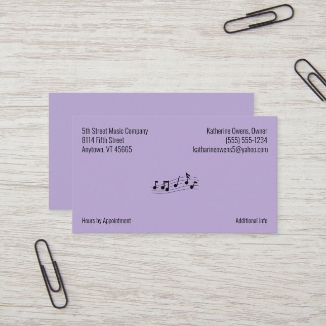 Your Business Logo and Company Information Purple Business Card (Front/Back In Situ)