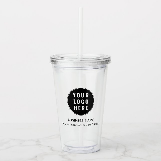 Your Business Logo and Company Website Custom Acrylic Tumbler (Front)