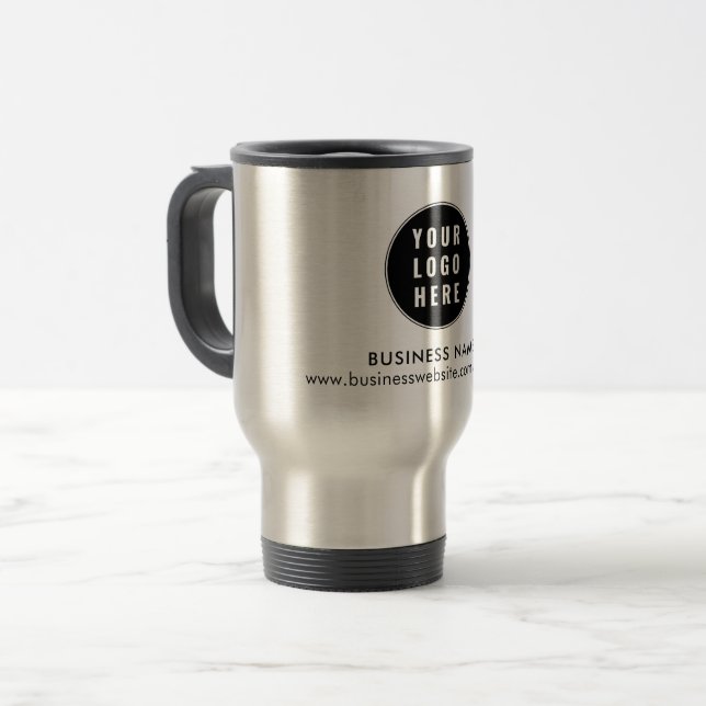 Your Business Logo and Company Website Custom Travel Mug (Front Left)