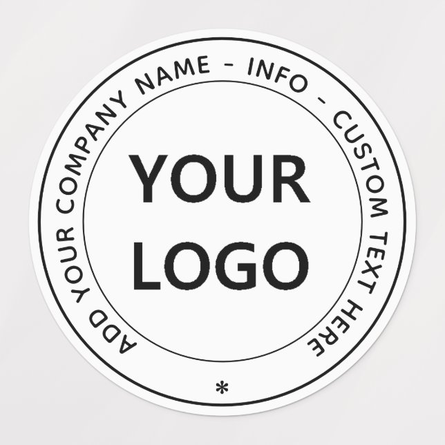 Your Business Logo and Custom Text Round Labels (Design 1)