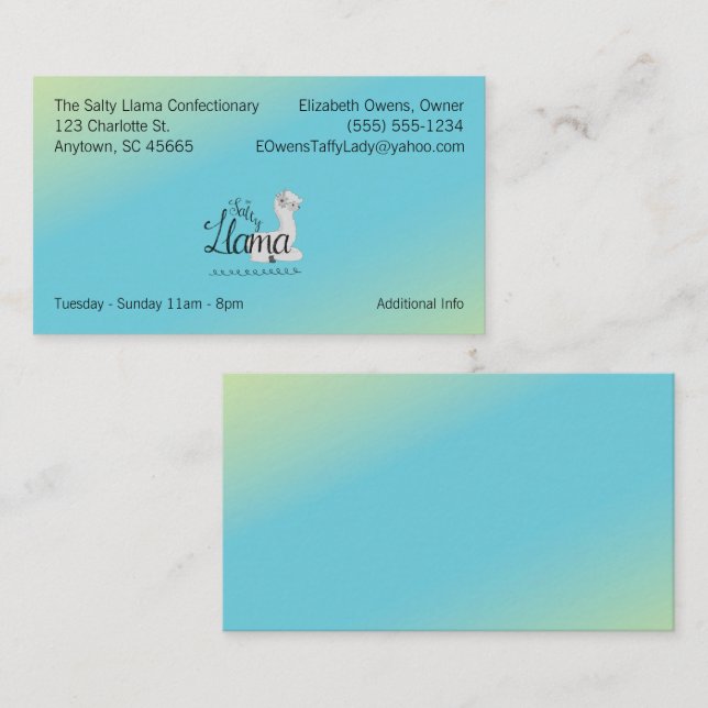 Your Business Logo and Information Soft Pastel  Business Card (Front/Back)
