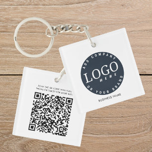 Your Business Logo and QR Code Employees Custom Key Ring