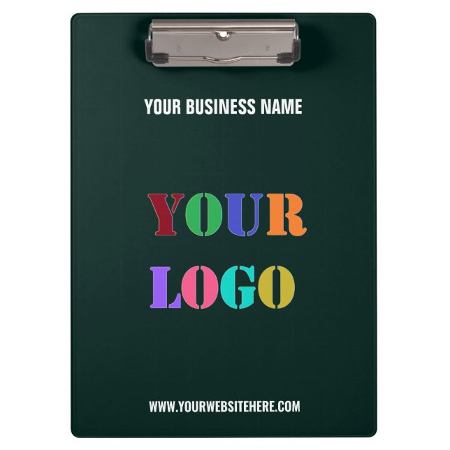 Your Business Logo and Text Clipboard Custom Colou (Front)