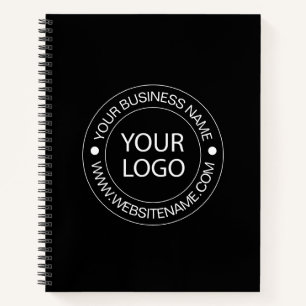 Your Business Logo and Text Company Branded black Notebook