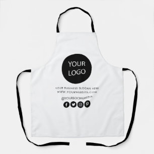 Your Business Logo and Text Company Branded White  Apron