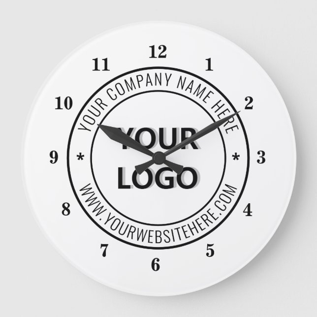 Your Business Logo and Text Company Clock Template (Front)