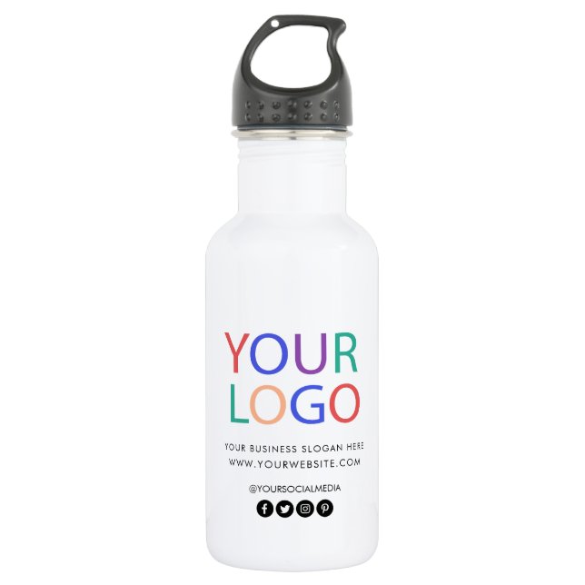 Your Business Logo and Text Custom 532 Ml Water Bottle (Front)