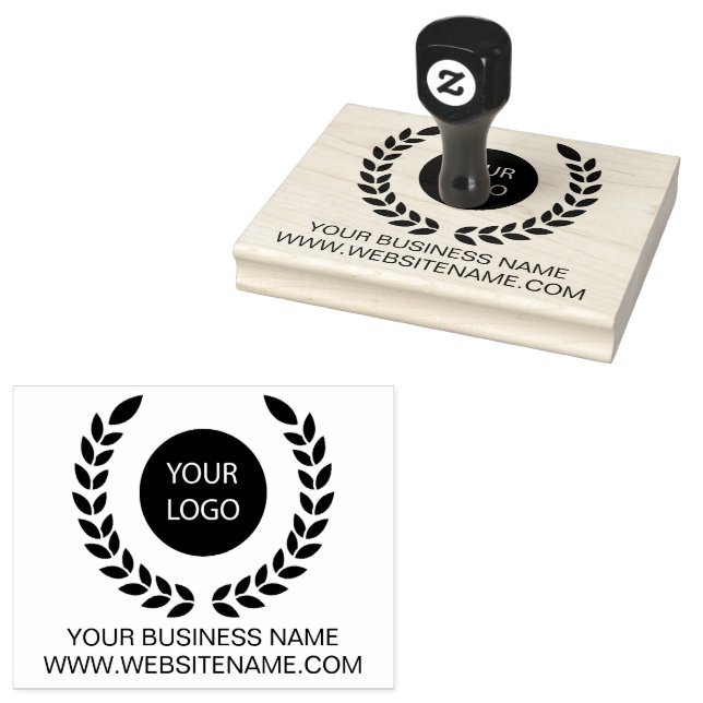 Your Business Logo and Text  Custom Rubber Stamp (Stamped)