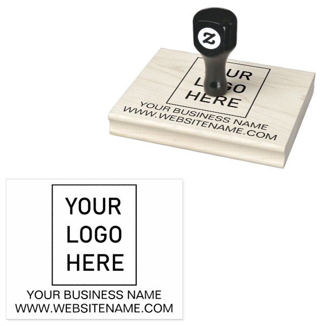 Your Business Logo and Text  Custom Rubber Stamp (Stamped)