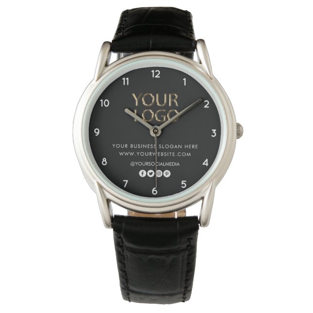Your Business Logo and Text Custom Watch (Front)