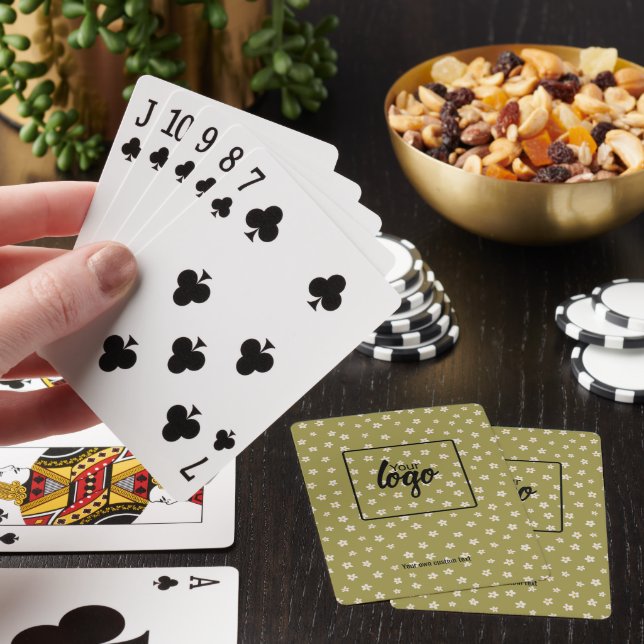 Your Business Logo and Text Pattern Playing Cards (In Situ)