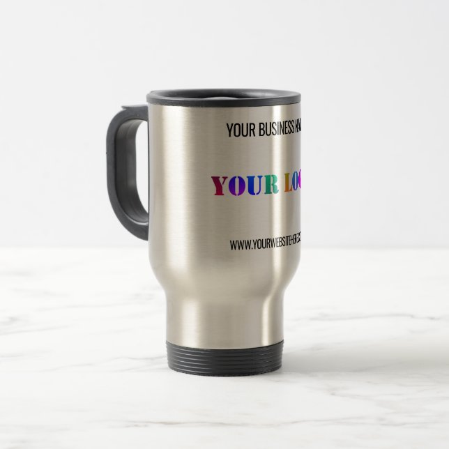 Your Business Logo and Text Promotional Travel Mug (Front Left)