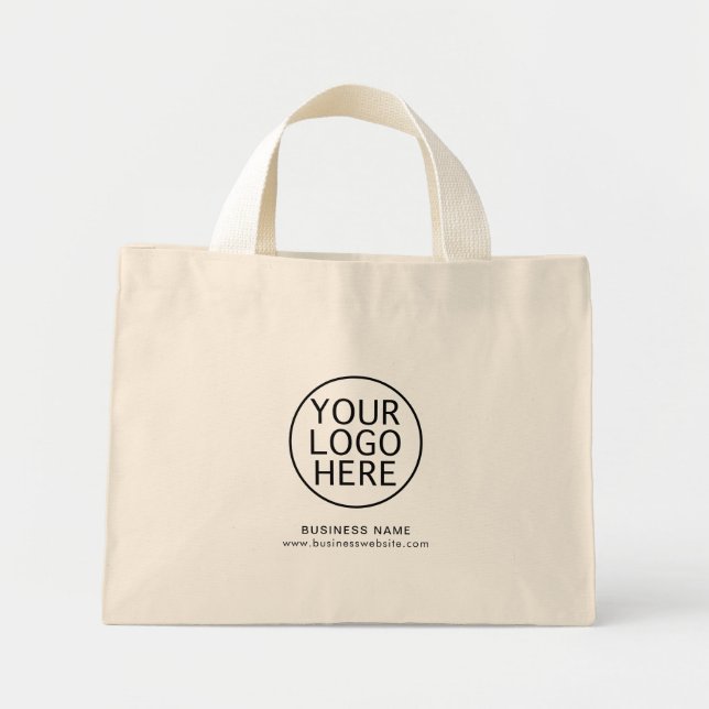 Your Business Logo and Website Custom Mini Tote Bag (Front)