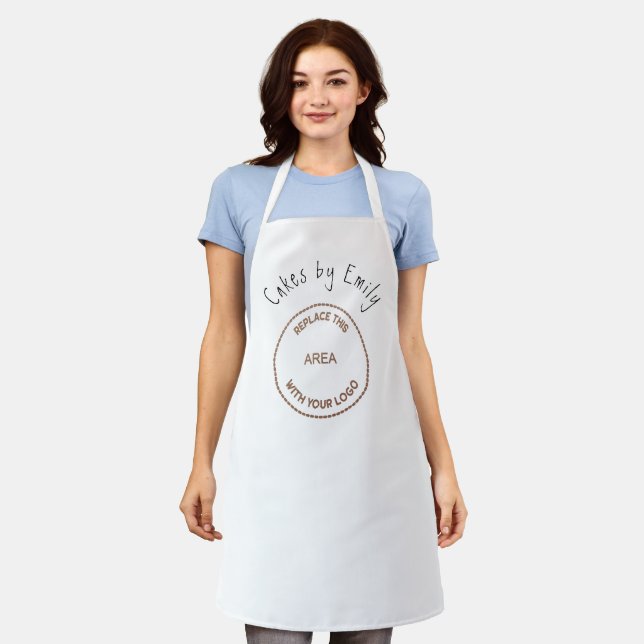 Your Business Logo Bakery Cake Maker Black White Apron (Worn)