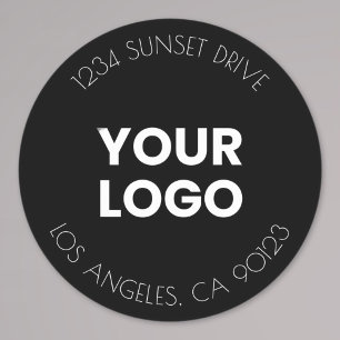 Your Business Logo   Black & White Return Address Classic Round Sticker