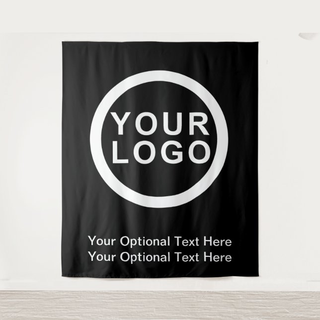 Your Business Logo Brand Modern Black Backdrop Tapestry (Front)