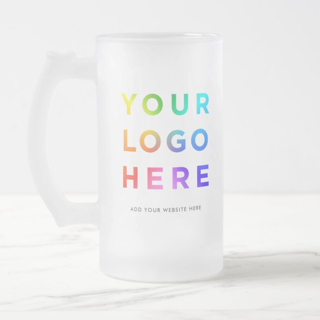 Your Business Logo Custom 16oz Beer Glasses | Frosted Glass Beer Mug (Left)
