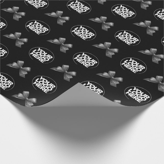 Your Business Logo Custom Black and White Wrapping Paper (Corner)