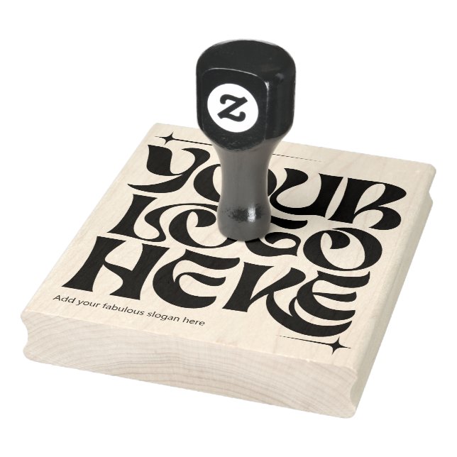 Your Business Logo Custom Groovy Retro Rubber Stamp (Stamp)