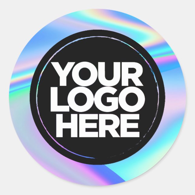 Your Business Logo Custom Holographic Classic Round Sticker (Front)