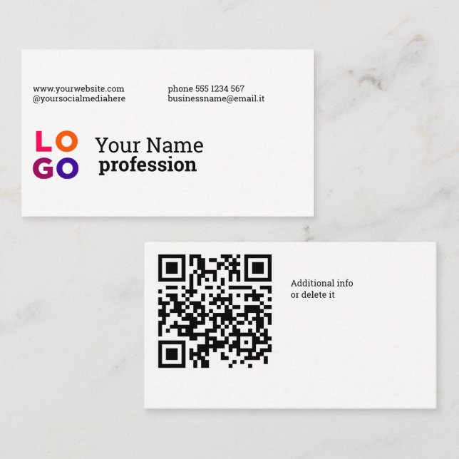 Your Business Logo Custom QrCode Card (Front/Back)