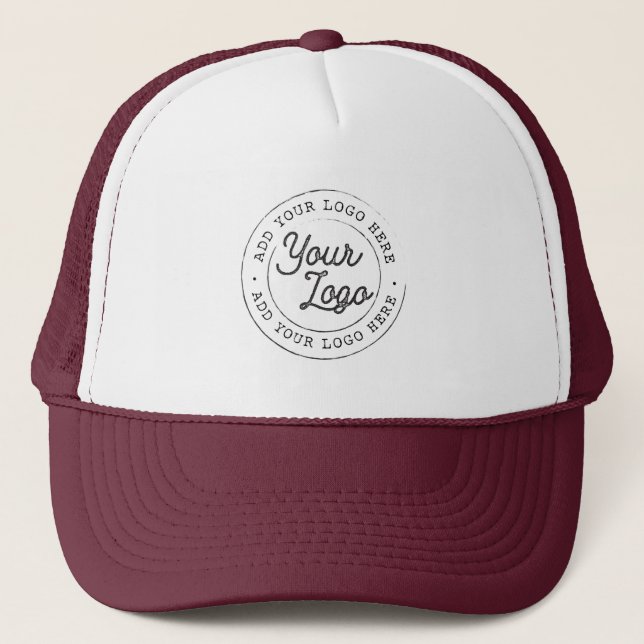 Your Business Logo Custom Simple Burgundy Trucker Hat (Front)