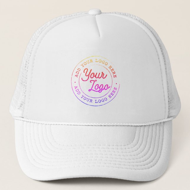 Your Business Logo Custom Simple Rainbow Trucker Hat (Front)