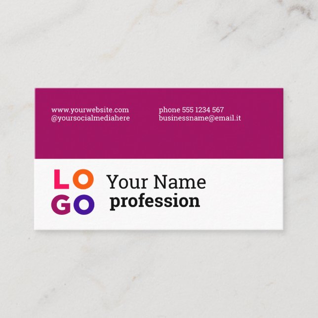 Your Business Logo Custom Simple Wine Red Card (Front)