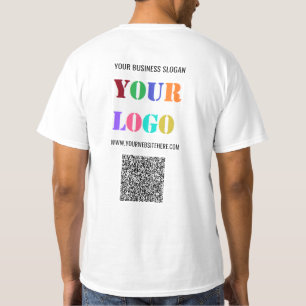 Your Business Logo Custom Text and QR Code T-Shirt