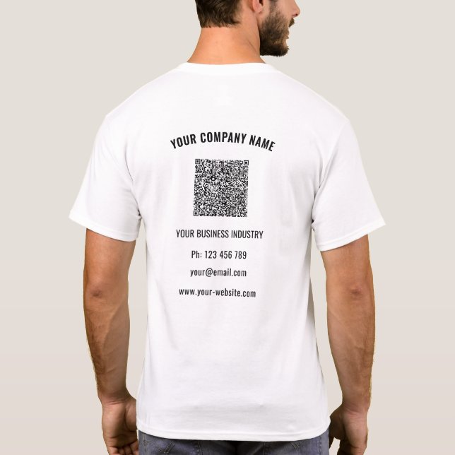 Your Business Logo Custom Text and QR Code T-Shirt (Back)