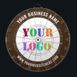 Your Business Logo Custom Text Dart Board Template<br><div class="desc">Custom Colours and Fonts - Design Your Own Personalised Dart Board with Your Company Logo and Name Website or Custom Text Professional Business Promotional Dartboards / Gift - Add Your Logo - Image - Photo or QR Code / Name - Company / Website or Phone , E-mail / more -...</div>