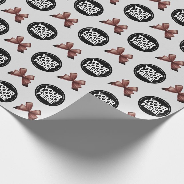 Your Business Logo Custom Vintage Grey Wrapping Paper (Corner)