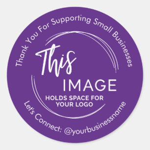 Your Business Logo Customer Appreciation Purple Classic Round Sticker