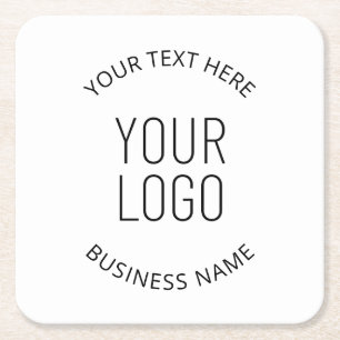 Your Business Logo & Customisable Message Square Paper Coaster