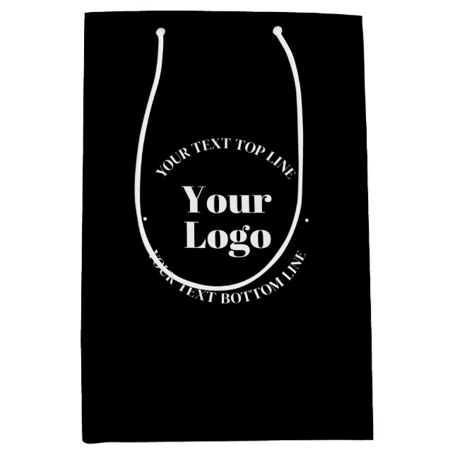 Your Business Logo & Customisable Text Template  Medium Gift Bag (Front)