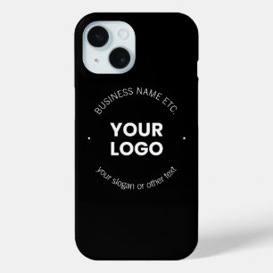 Your Business Logo & Editable Text   Black & White iPhone 15 Case
