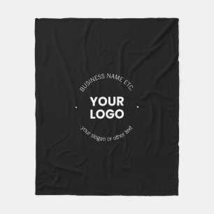 Your Business Logo & Editable Text   Black & White Fleece Blanket