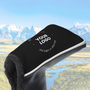 Your Business Logo & Editable Text Black & White Golf Head Cover