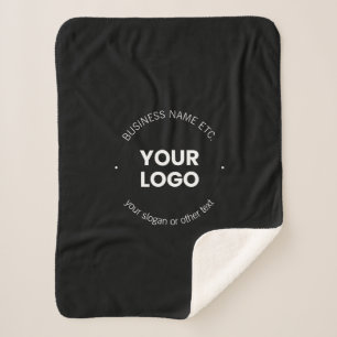 Your Business Logo & Editable Text   Black & White Sherpa Blanket