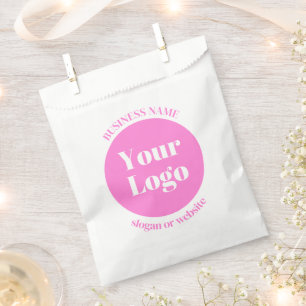 Your Business Logo & Editable Text Template   Pink Favour Bags