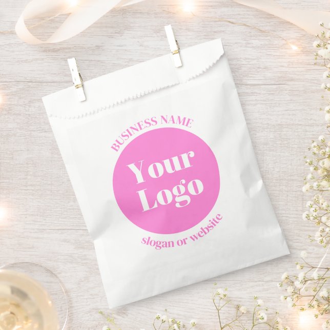 Your Business Logo & Editable Text Template | Pink Favour Bags (Clipped)