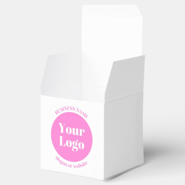 Your Business Logo & Editable Text Template | Pink Favour Box (Opened)