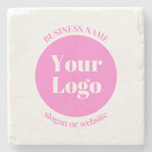 Your Business Logo & Editable Text Template   Pink Stone Coaster