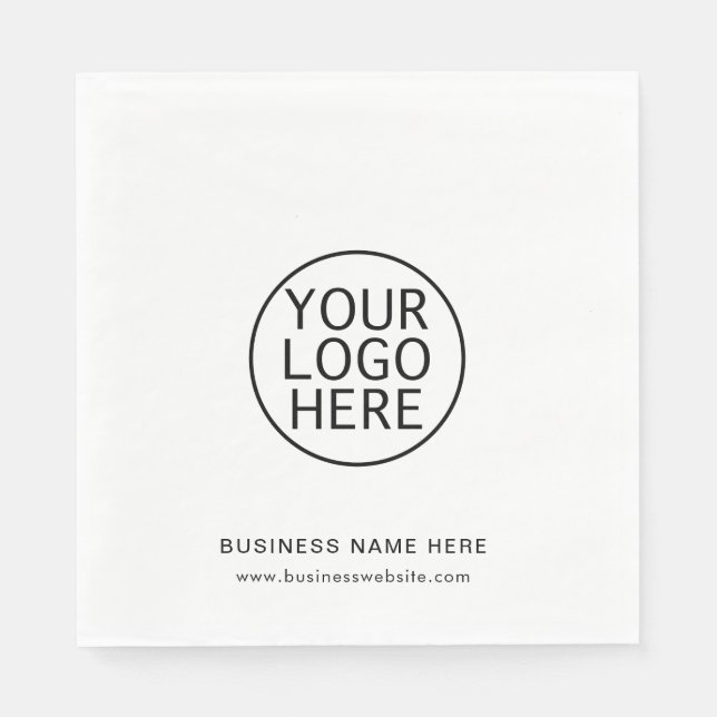 Your Business Logo Elegant Minimalist Custom Paper Napkin (Front)