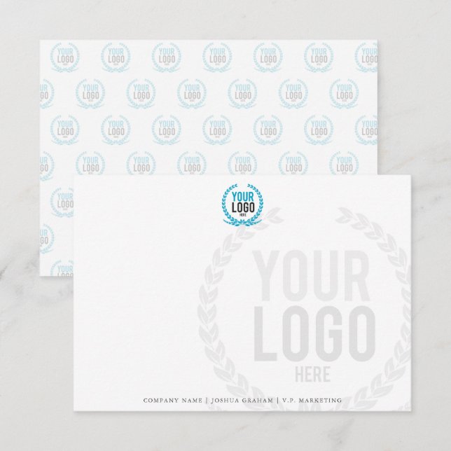 Your Business Logo Faded Backdrop Office Flat Invitation (Front/Back)