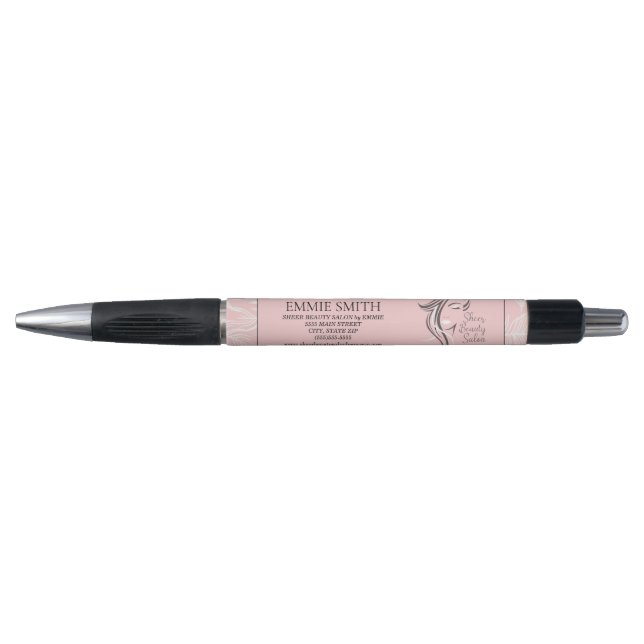 Your Business Logo Feminine Girly Pink White  Pen (Front)
